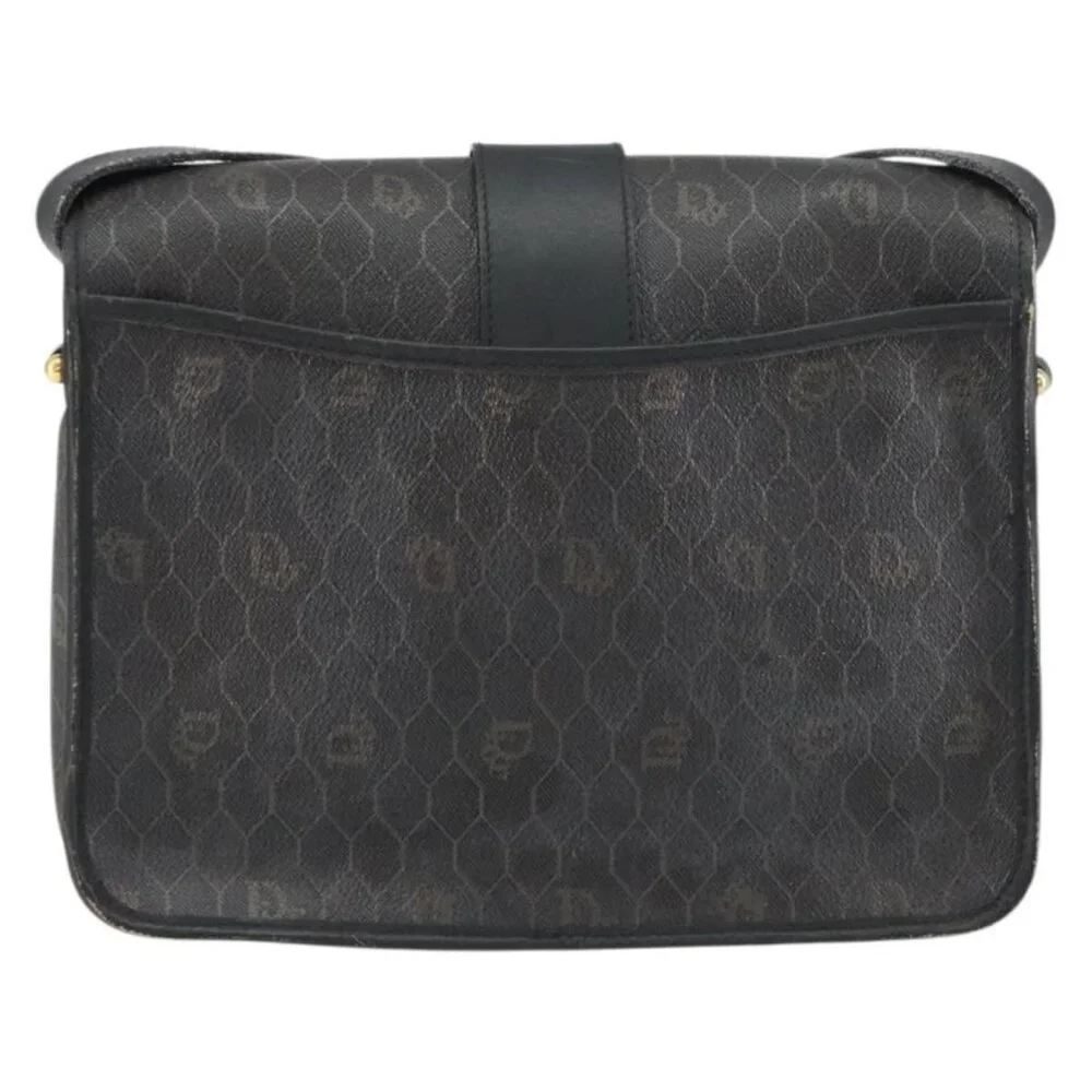 Authentic Christian Dior Honeycomb Canvas Shoulder Bag PVC Black Gold - Picture 9 of 16